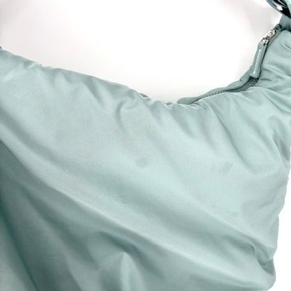 Wilo The Label Ruched Sling Shoulder Bag Polyester Slouchy Zip Top Blue Green - Picture 6 of 13